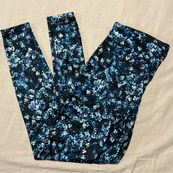 ZELOS Pants - ZELOS Blue and Black Floral Leggings